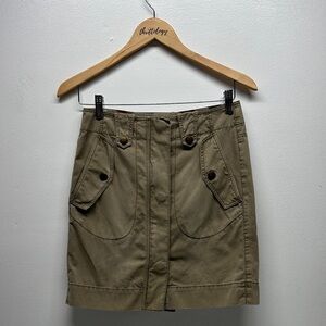 Burberry Brit Mini Skirt Utility Zip Up Front Pockets Cargo Khaki Tan Size US 2